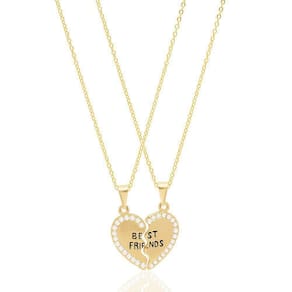Colar Best Friends Com Strass Folheado A Ouro 18K