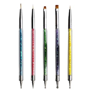 Kit 5 pincéis e boleadores unha decoração nail art manicure