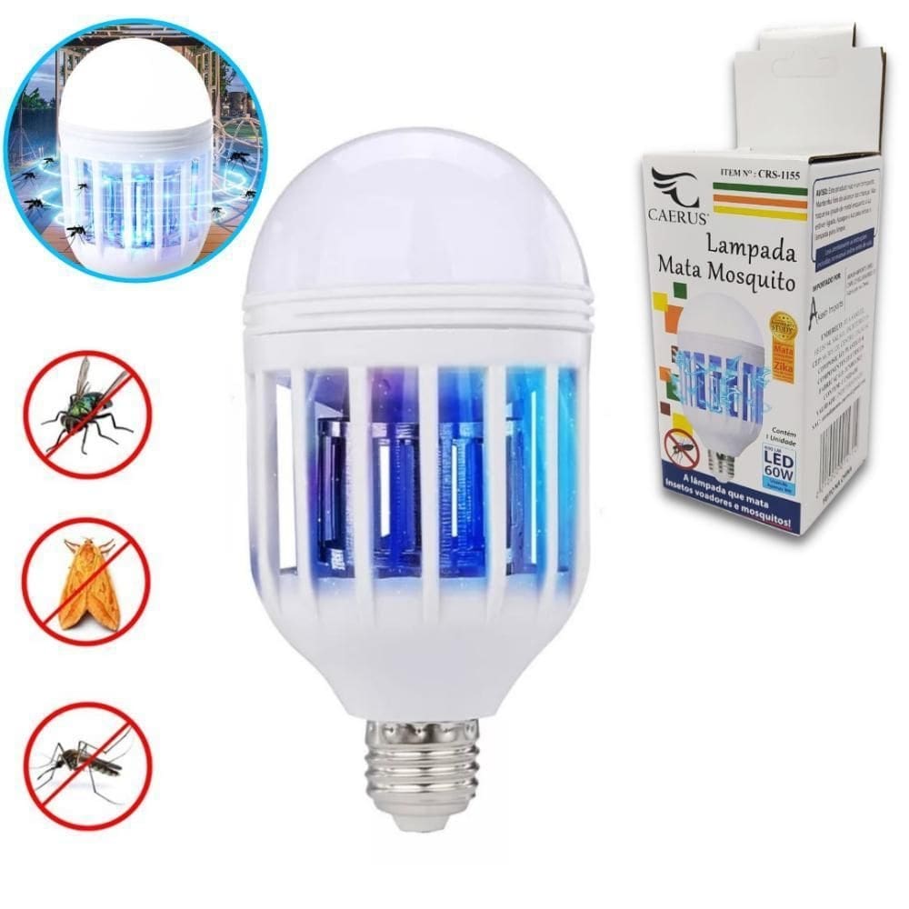 Lâmpada led 60w mata mosquito insetos pernilongo moscas