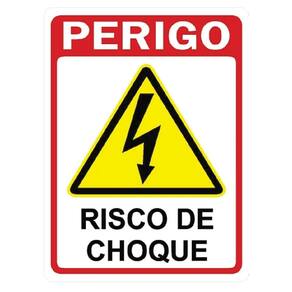 Placa Sinalização Risco de Choque - 14cm x 19cm