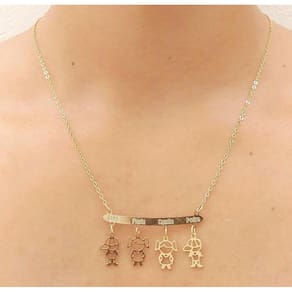 Colar Canga Personalizado Família Nomes Filhos Crianças Na Canga Folheada A Ouro 18K