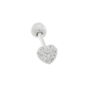 Piercing tragus reto coração cravejado zircônia - prata 925