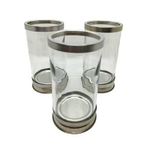 Kit com 3 suportes de velas 7 dias 18 cm vidro com alumínio