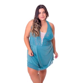Camisola em Renda Luxo Plus Size Isabelle Verde