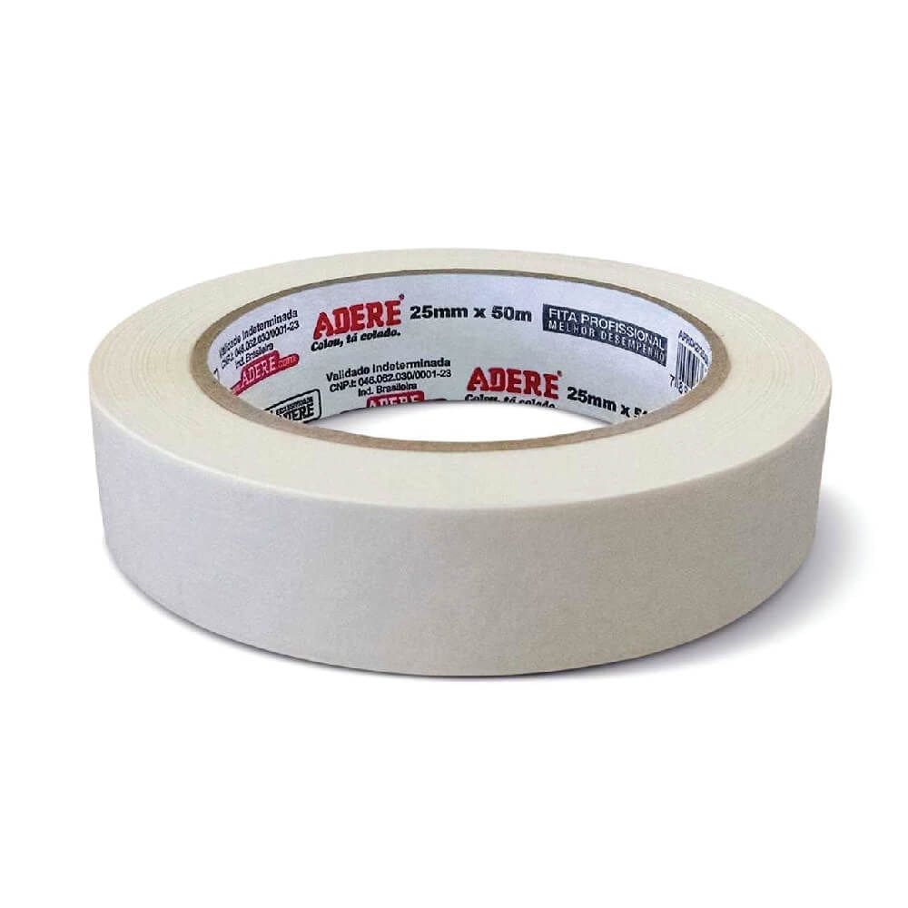 Fita Crepe Branca 25mm x 50m (kit 5 uni)