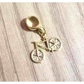 Berloque Pingente Esporte Bicicleta Ciclismo Folheado Ouro