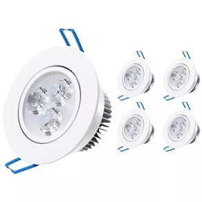 Kit 4 lâmpadas led 3w spot redondo embutir bco frio bivol