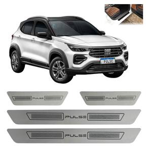 Kit soleira de porta aço inox escovado fiat pulse todos anos