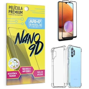 Capinha samsung a32 4g + película premium nano 9d armyshield