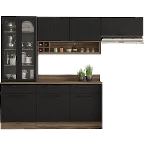 Cozinha Exclusive Completa 5 Peças 8 Portas 3 Gavetas com Vidro Itatiaia Cor Grafite
