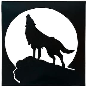 Quadro Lobo Uivando Em Ferro Com Pintura Eletrostática Selvagem