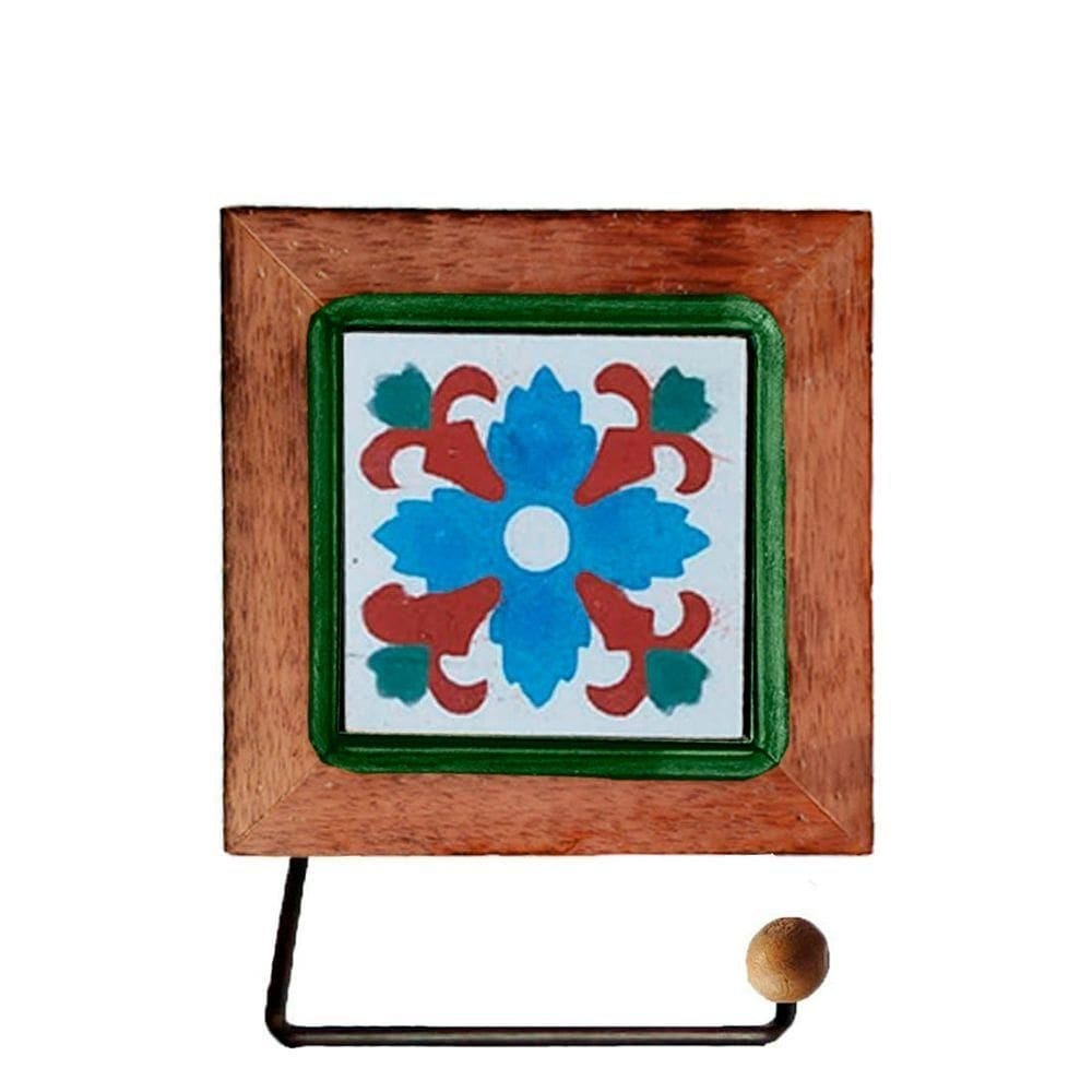 Porta Papel Higiênico Madeira Com Ladrilho Artesanal Ladrilho I2