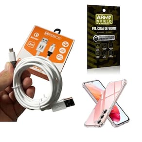 Capinha samsung s23 plus com cabo turbo e película de vidro
