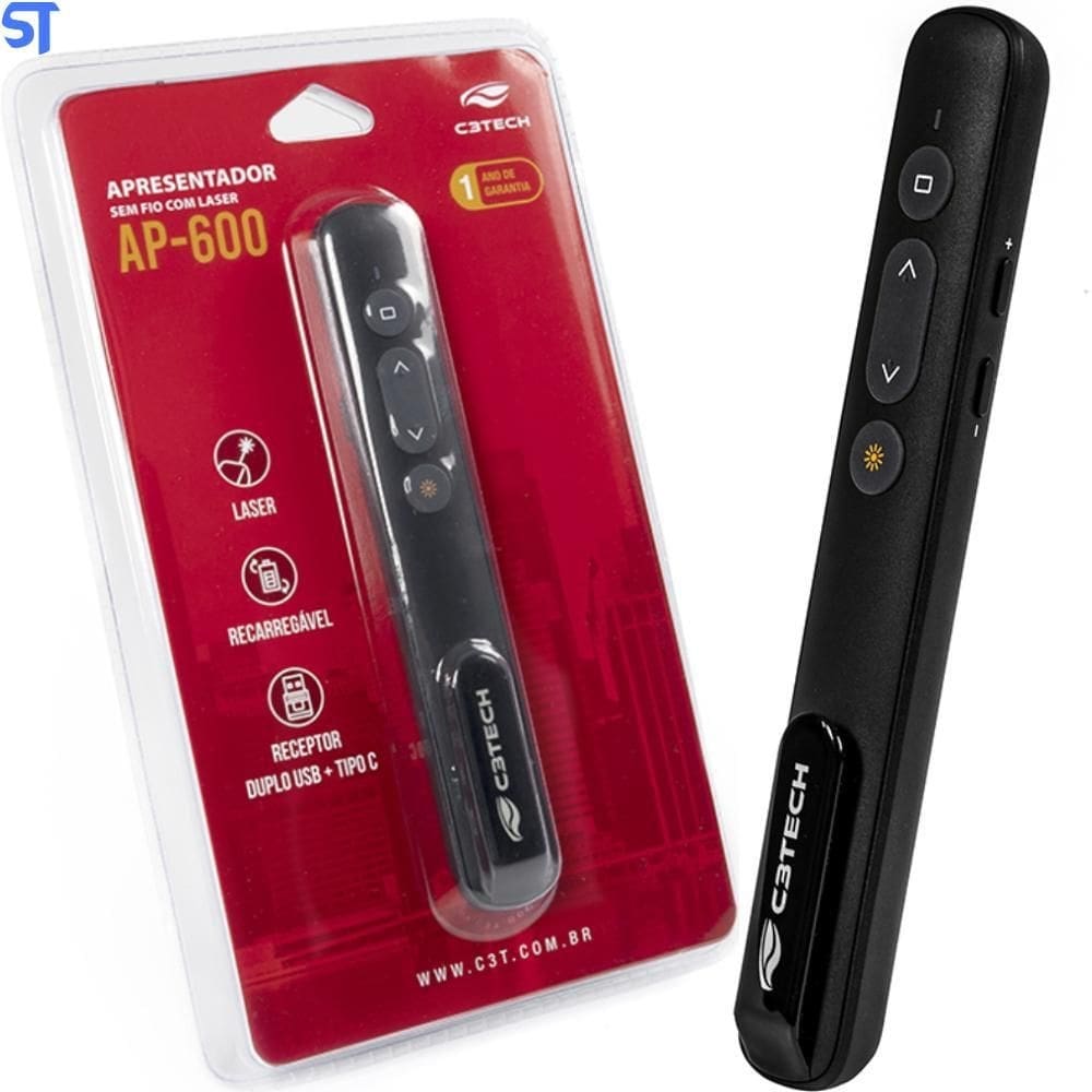 Apresentador sem fio preto ap-600 c3tech