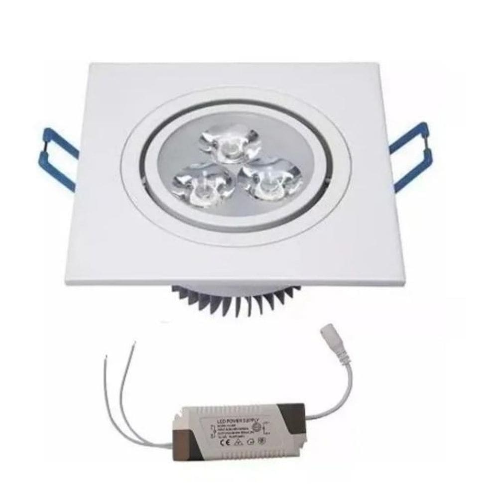Lâmpada led 3w spot quadrado embutir branco quente bivolt