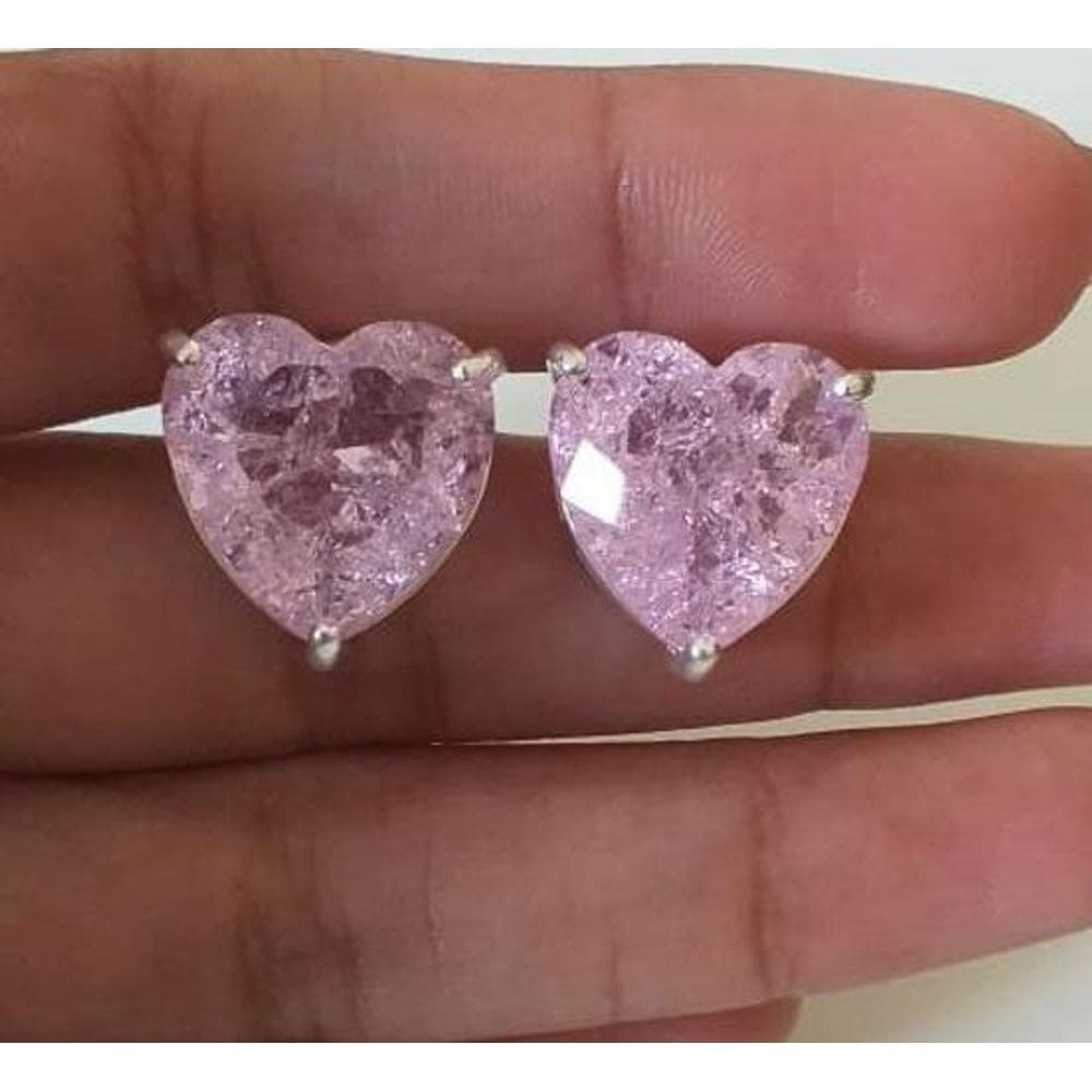 Brinco De Pedra Coração Folheado A Prata