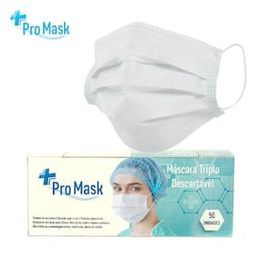 Kit 50 mascara descartavel epi pro mask branca 24 hrs