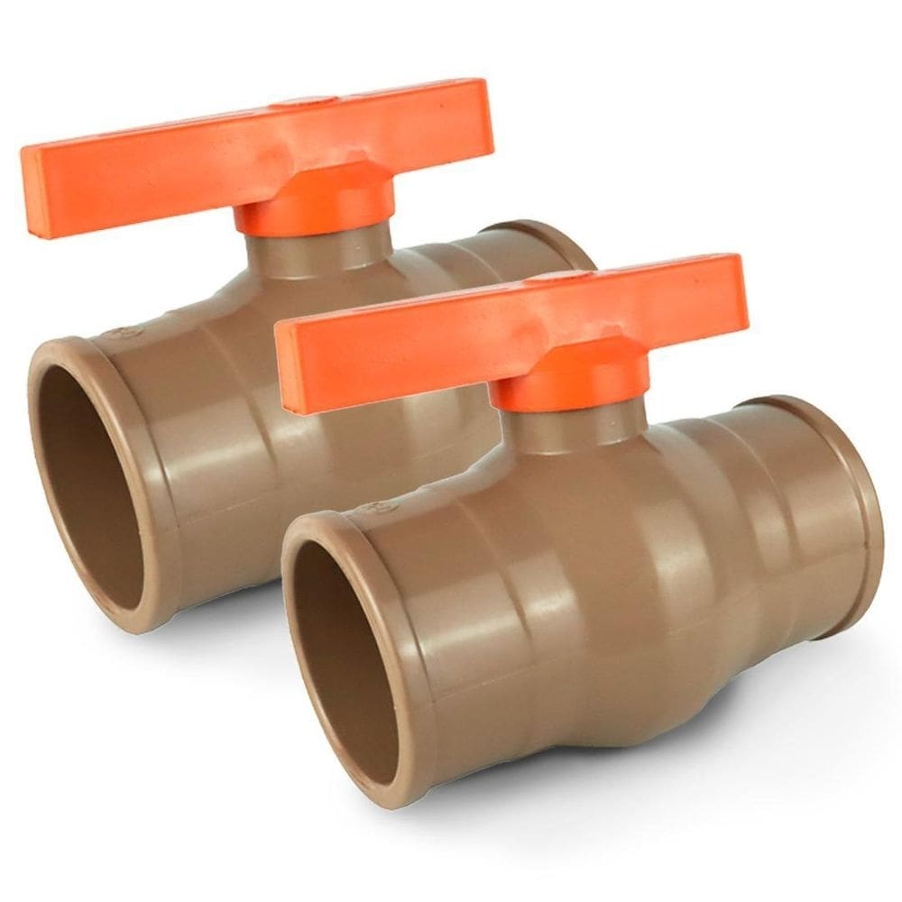 2x registro de soldável pvc 25mm 3/4 marrom