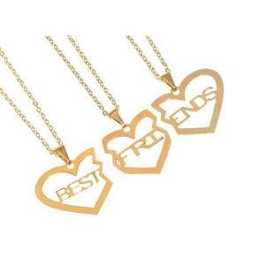 Colar Amigas Best Friends Amizade Folheado 3 Pçs - B17