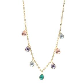 Choker Cartier Com Pedras Fusion Gota Coloridas Folheado A Ouro 18K