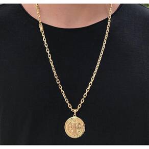 Colar Masculino São Bento Folheada A Ouro 18K