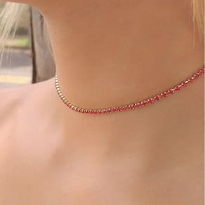 Choker De Strass Vermelho Folheado A Ouro18K