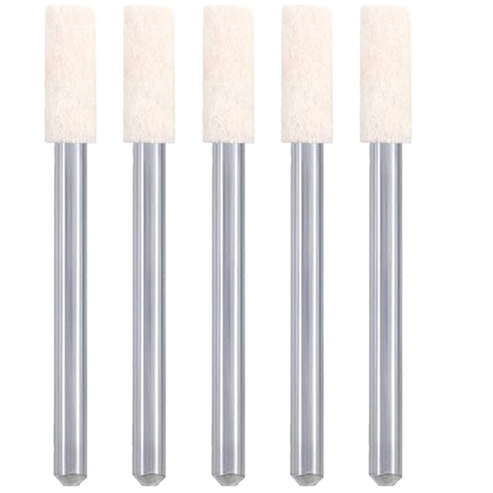 Kit 5 Ponta Montada De Feltro 4Mm Cilíndrica Haste 3Mm Polir