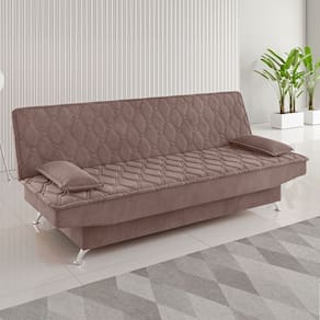 Sofá Cama 3 Lugares Polaris Retrátil Veludo Rosa - Viero Móveis