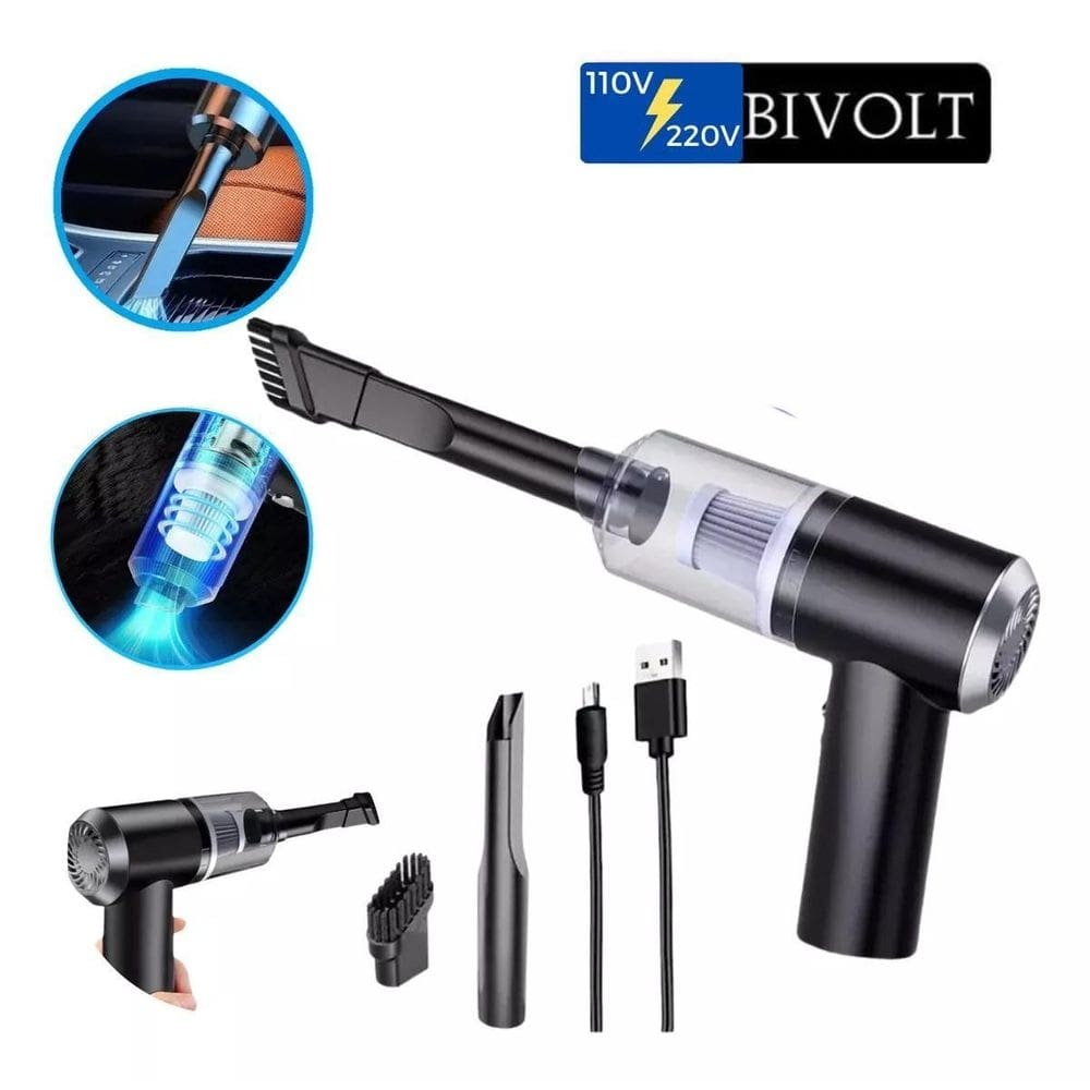 Mini aspirador de pó sem fio 120w - preto