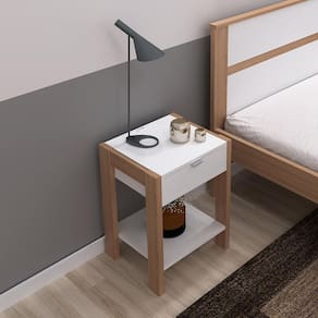 Mesa de Cabeceira com 1 Gaveta 41x54cm Branco