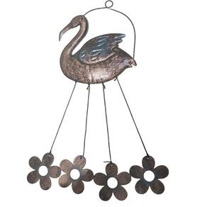 Sino dos Ventos Cisne Flamingo Flores Jardim Quintal Varanda Enfeite Decoraçao Som Suave Relaxante