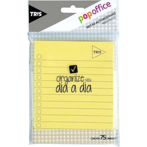 Bloco de recado autoadesivo amarelo 130x100mm pautado 75fl