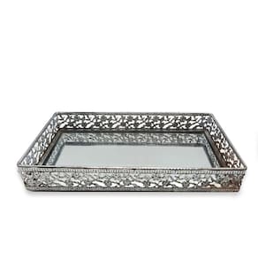 Bandeja Espelhada Decorativa Prata bandeja Retangular 20cm