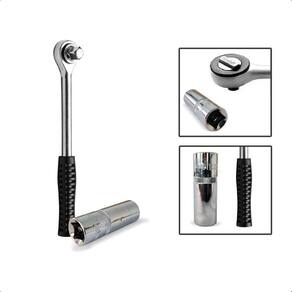 Kit Chave Catraca 1/2 + Soquete 1/2 Magnético 16Mm Saca Vela