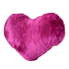 Almofada de coração pelúcia pelo curto roxo para decoração