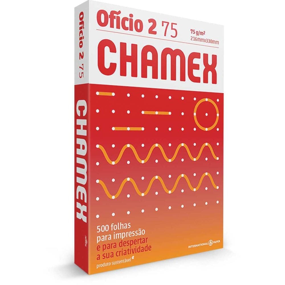 Papel sulfite oficio 2 chamex 75g 10 pacote com 500 fls