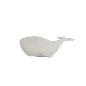 Escultura Decorativa Baleia em Resina Quartzo Branco 40cm SS0297 BTC