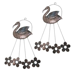 Sino dos Ventos Flamingo Cisne Flores Kit 2 Unidades Jardim Varanda Decoraçao Quintal