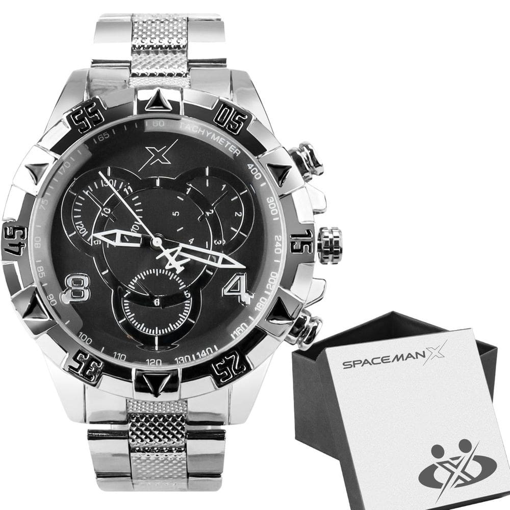 Relógio Masculino Prata Aço Inoxidável Preto Casual Pesado + Caixa Qualidade Garantia