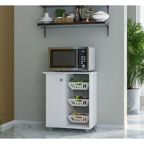 Armário Balcão Fruteira com 1 Porta e 3 Cestos 2311 Branco