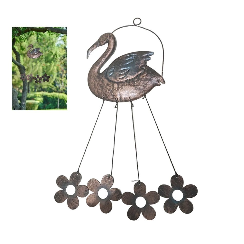 Sino dos Ventos Flamingo Cisne Flores Decoraçao Jardim Varanda Som Suave Quintal Enfeite Relaxante