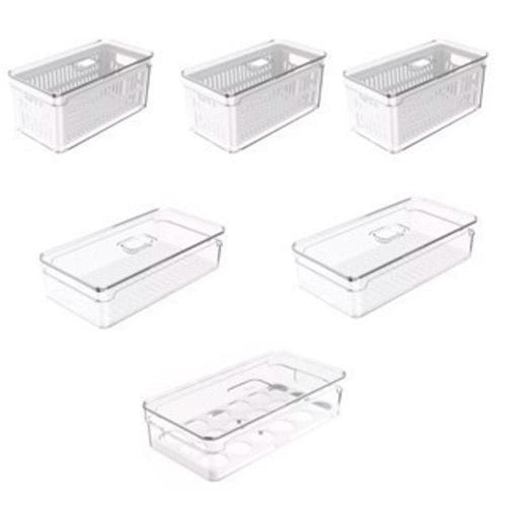 Kit 6 Organizador De Geladeira Empilhavel, Frutas, Legumes E