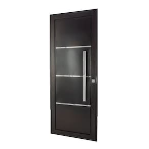 Porta de Aço Social 215x105cm com Friso Ideal Crv Esquadrias Preto