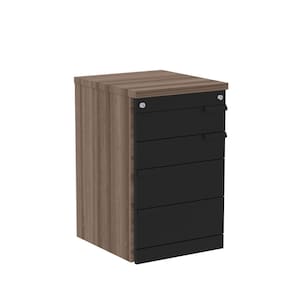 Gaveteiro Volante 04 Gavetas Corporativa para 2 Pessoas Walnut/Preto