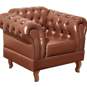 Poltrona Dom Pedro Chesterfield Retrô Decorativa Caramelo