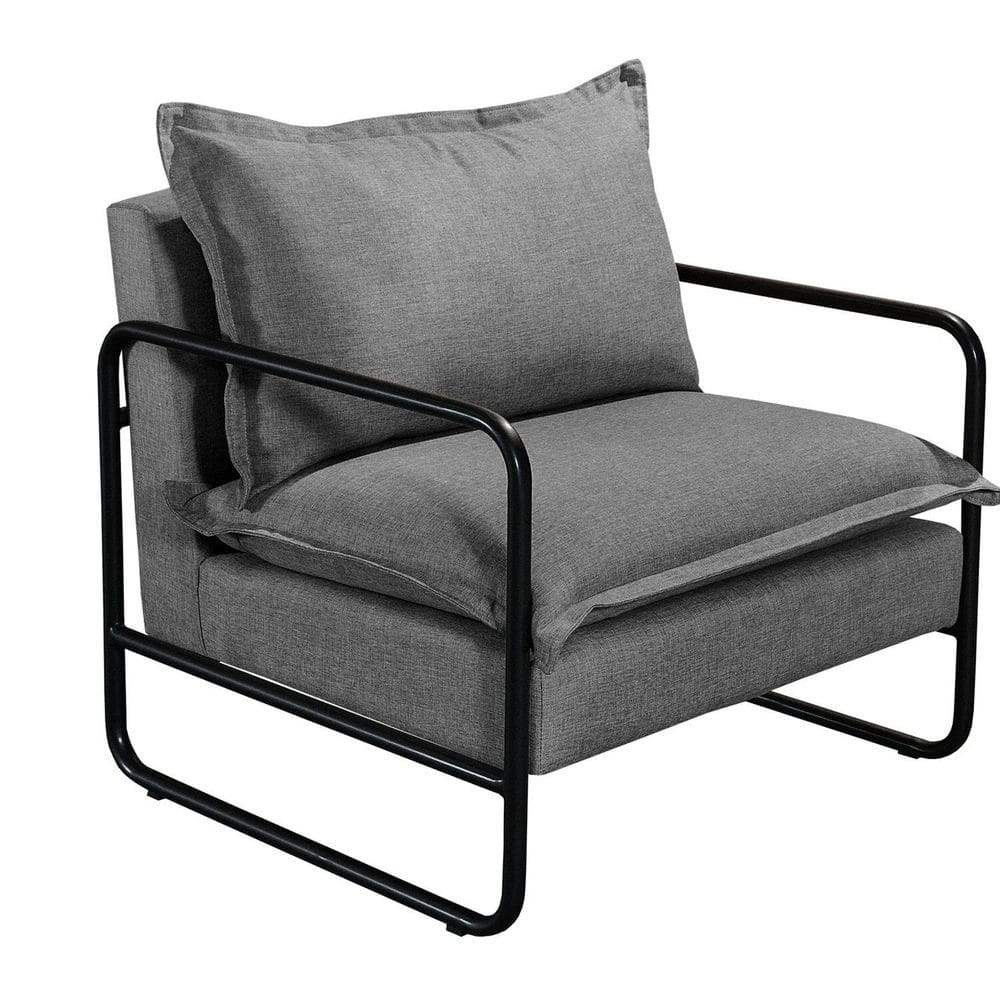 Poltrona Moderna Diva Industrial Base Metal Decoração Sala, Recepção Cinza