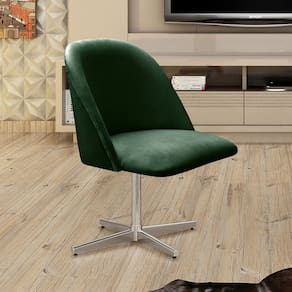Poltrona Decorativa Gaia Giratória Metal para Sala, Quarto, Recepção Verde