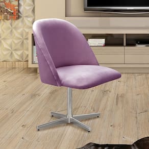 Poltrona Decorativa Gaia Giratória Metal para Sala, Quarto, Recepção Roxo