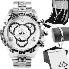 Relogio masculino aço prata caixa pulseira corrente analogico grande social presente ponteiro