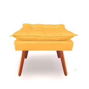 Puff puf banqueta opalla pés de palito suede amarelo ouro